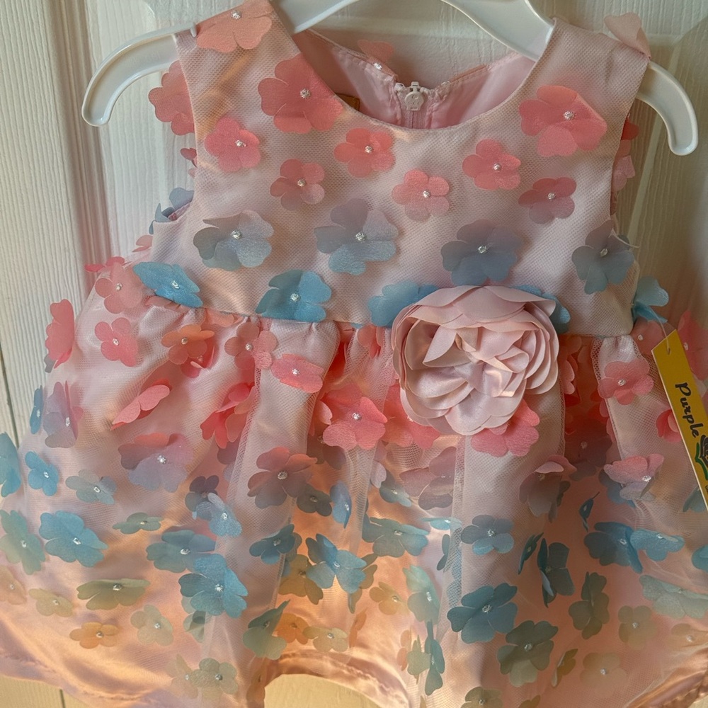 Floral Kids Dress in Pink and Blue